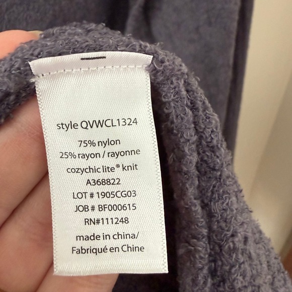 Barefoot Dreams CozyChic Lite Hooded Cardigan Gray Open Front Sweater Large - Picture 5 of 9